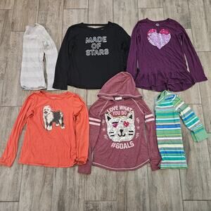 Girls Long Sleeve Tops Lot of 6 Size 7/8 Old Navy Wonder Nation Casual Play